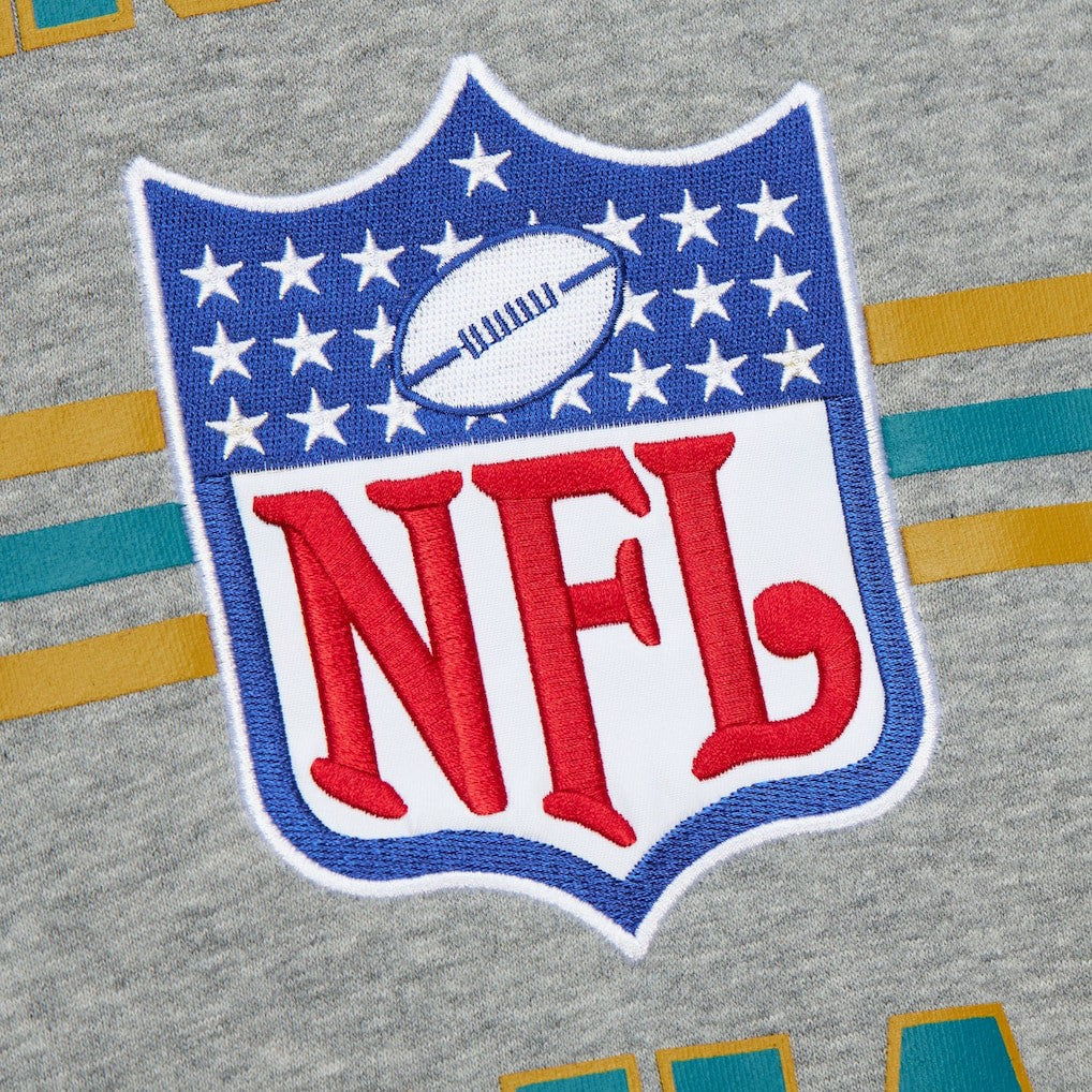 Mitchell & Ness Jacksonville Jaguars All Over 4.0 Vintage Logo Pullover Sweatshirt Heather Gray