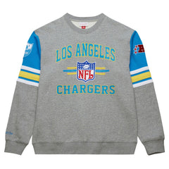 Mitchell & Ness Los Angeles Chargers All Over 4.0 Vintage Logo Pullover Sweatshirt Heather Gray
