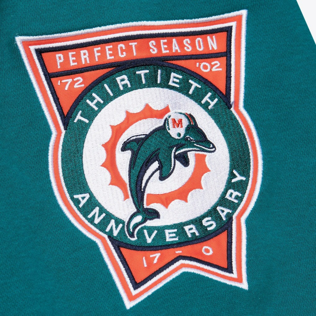 Mitchell & Ness Miami Dolphins All Over 4.0 Vintage Logo Pullover Sweatshirt Heather Gray