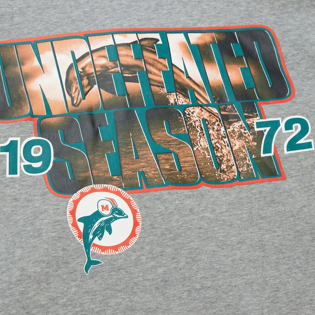 Mitchell & Ness Miami Dolphins All Over 4.0 Vintage Logo Pullover Sweatshirt Heather Gray