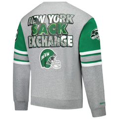 Mitchell & Ness New York Jets All Over 4.0 Vintage Logo Pullover Sweatshirt Heather Gray