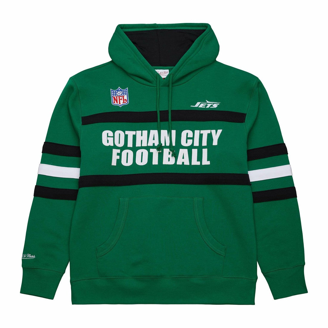 New York Jets Vintage Logo Head Coach Fleece Pullover Hoodie Kelly Green