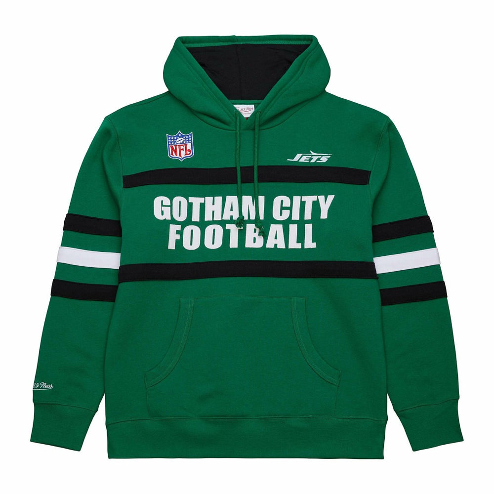New York Jets Vintage Logo Head Coach Fleece Pullover Hoodie Kelly Green