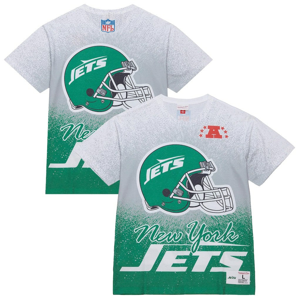 Mitchell & Ness New York Jets Team Burst Vintage Logo T-Shirt White