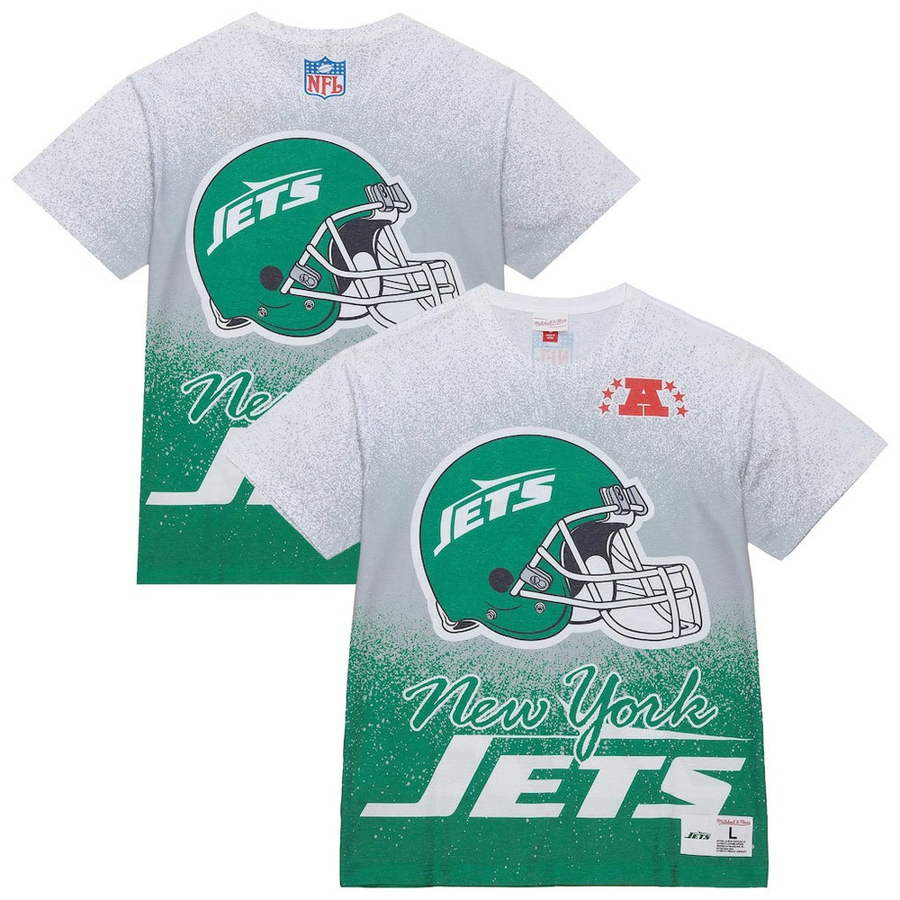 Mitchell & Ness New York Jets Team Burst Vintage Logo T-Shirt White