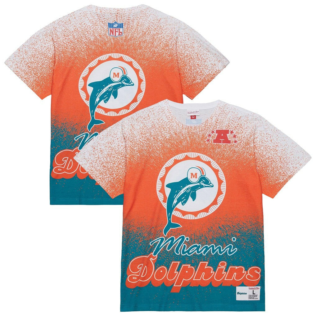 Mitchell & Ness Miami Dolphins Team Burst Vintage Logo T-Shirt White