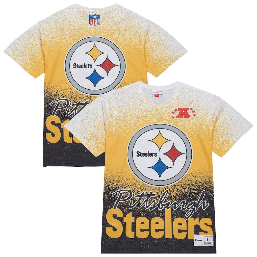 Mitchell & Ness Pittsburgh Steelers Team Burst Vintage Logo T-Shirt White