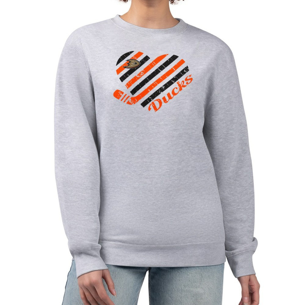 Anaheim Ducks G-III 4Her by Carl Banks Women's Heart Graphic Pullover Sweatshirt - Heather Gray - NHL 201411306