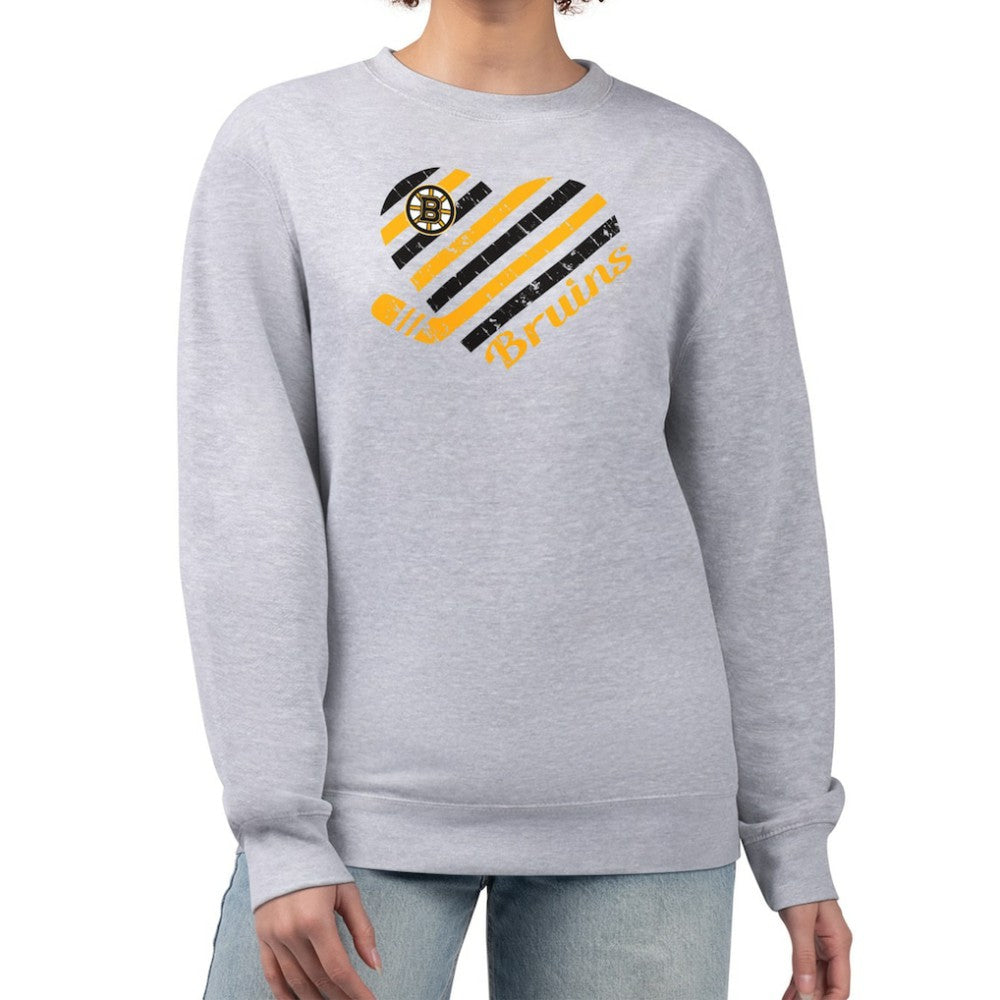 Boston Bruins G-III 4Her by Carl Banks Women's Heart Graphic Pullover Sweatshirt - Heather Gray - NHL 201411311