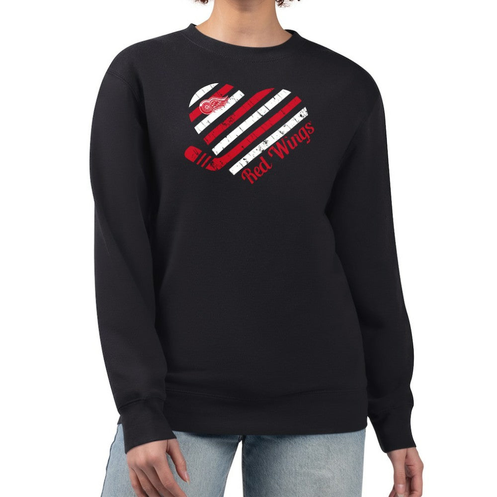 Detroit Red Wings G-III 4Her by Carl Banks Women's Heart Graphic Pullover Sweatshirt - Black - NHL 201411324
