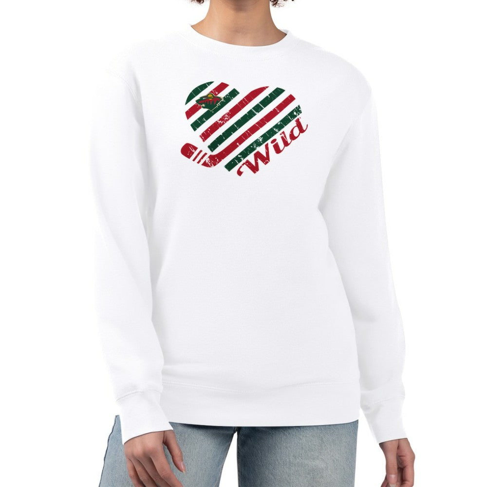 Minnesota Wild G-III 4Her by Carl Banks Women's Heart Graphic Pullover Sweatshirt - White - NHL 201411331