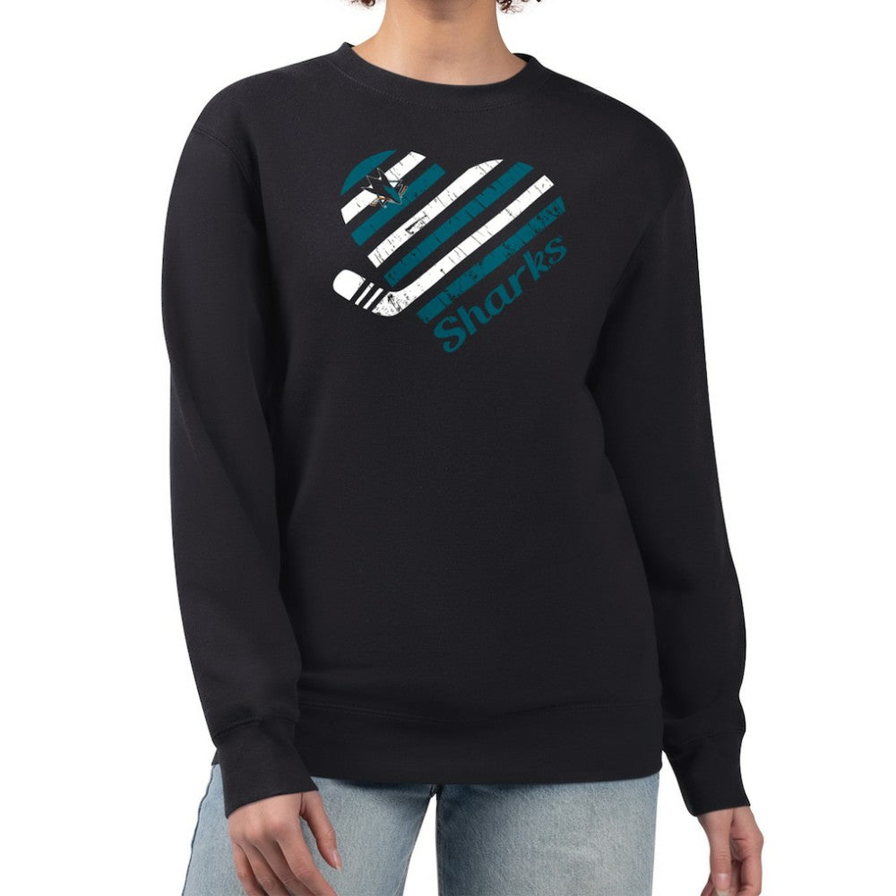 San Jose Sharks G-III 4Her by Carl Banks Women's Heart Graphic Pullover Sweatshirt - Black - NHL 201411334
