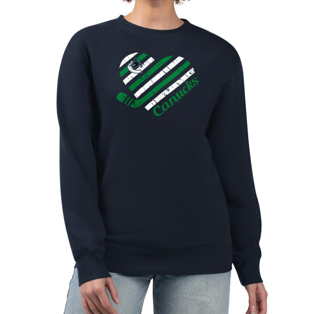 Vancouver Canucks G-III 4Her by Carl Banks Women's Heart Graphic Pullover Sweatshirt - Navy - NHL 201411339