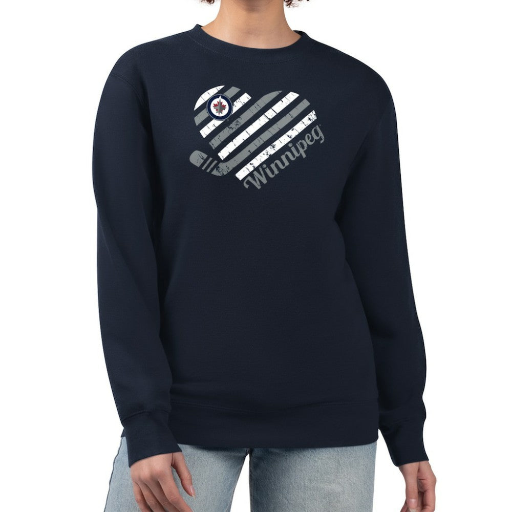 Winnipeg Jets G-III 4Her by Carl Banks Women's Heart Graphic Pullover Sweatshirt - Navy - NHL 201411344