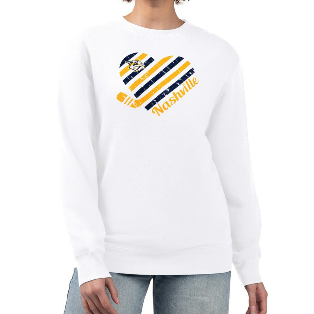 Nashville Predators G-III 4Her by Carl Banks Women's Heart Graphic Pullover Sweatshirt - White - NHL 201411350
