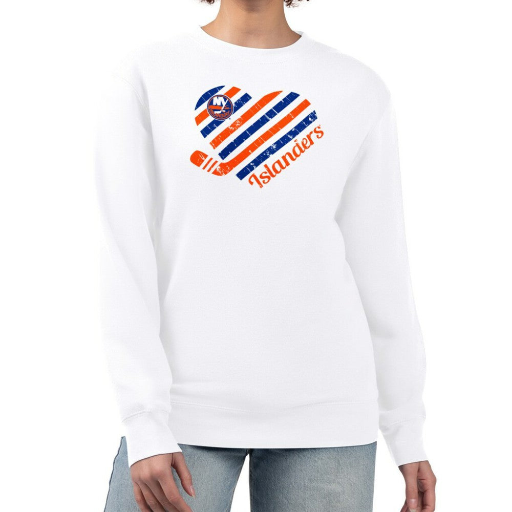 New York Islanders G-III 4Her by Carl Banks Women's Heart Graphic Pullover Sweatshirt - White - NHL 201411361