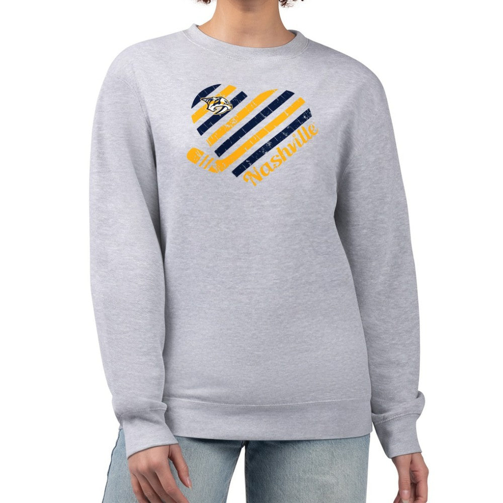 Nashville Predators G-III 4Her by Carl Banks Women's Heart Graphic Pullover Sweatshirt - Heather Gray - NHL 201411378