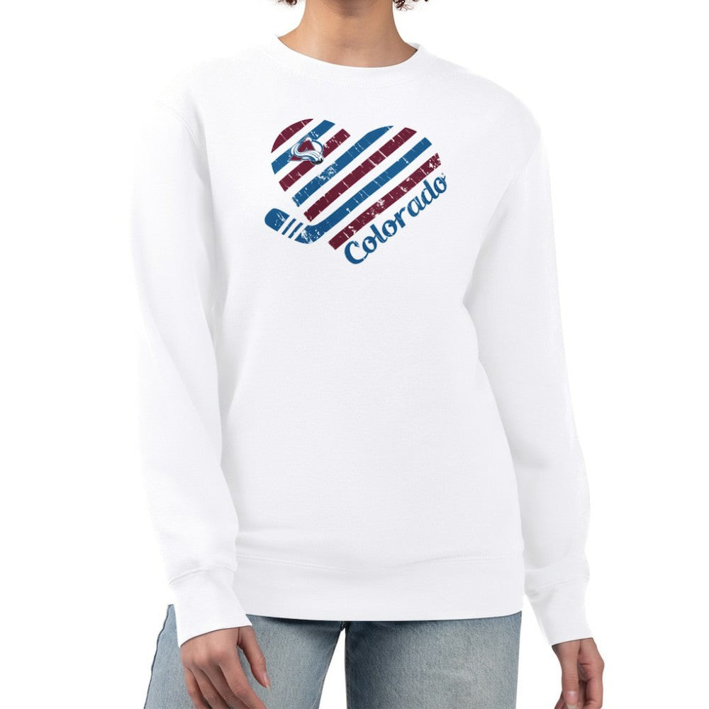 Colorado Avalanche G-III 4Her by Carl Banks Women's Heart Graphic Pullover Sweatshirt - White - NHL 201411389