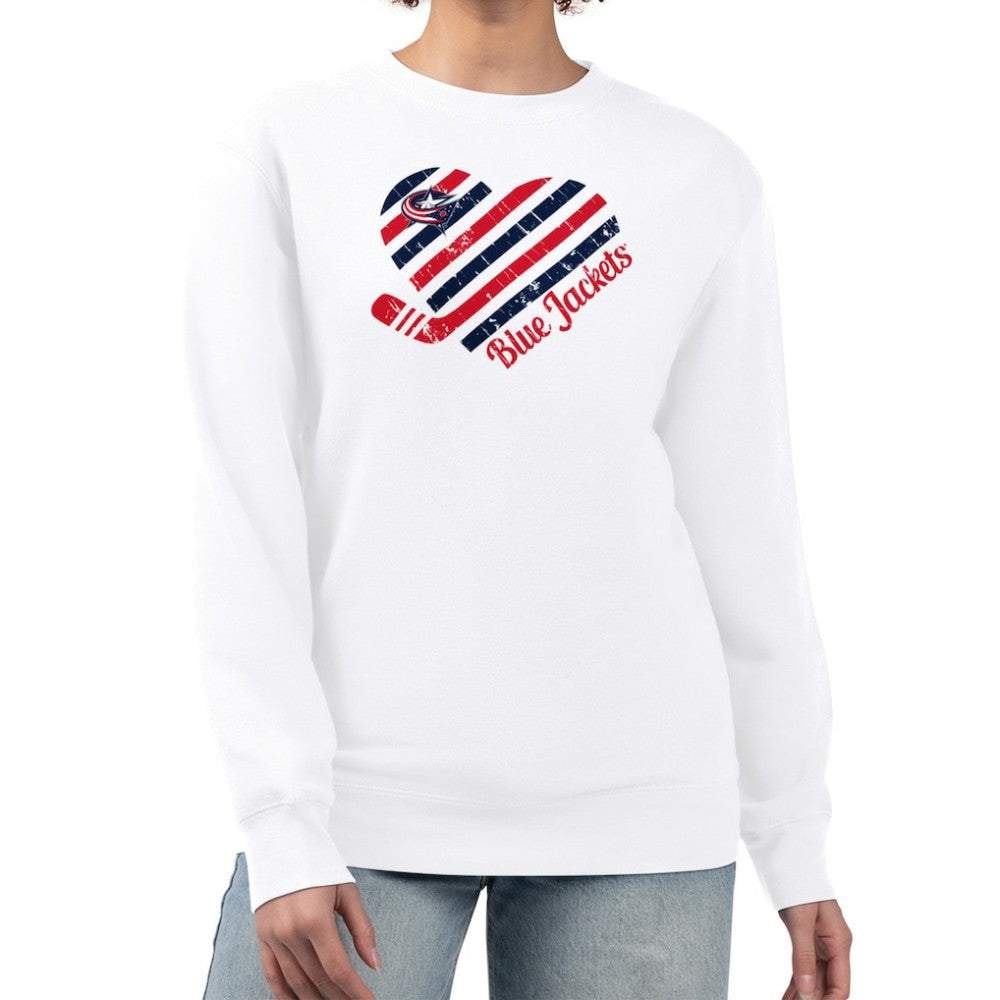 Columbus Blue Jackets G-III 4Her by Carl Banks Women's Heart Graphic Pullover Sweatshirt - White - NHL 201411393