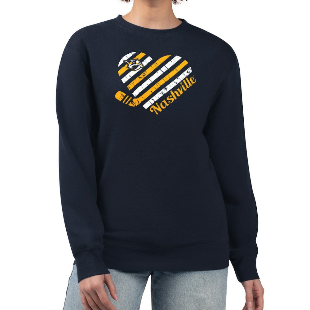 Nashville Predators G-III 4Her by Carl Banks Women's Heart Graphic Pullover Sweatshirt - Navy - NHL 201411398