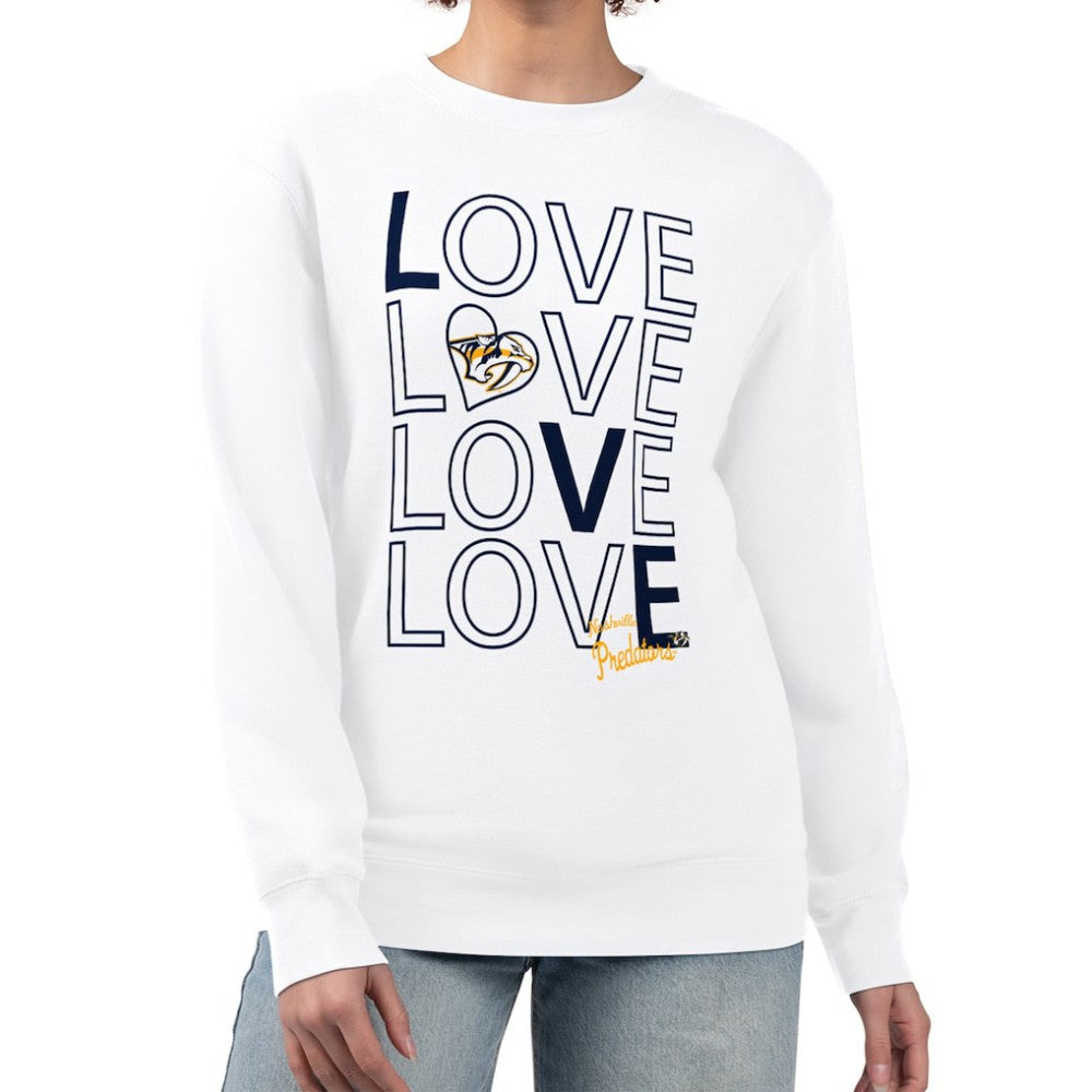 Nashville Predators G-III 4Her by Carl Banks Women's Lots Of Love Team Logo Graphic Pullover Sweatshirt - White - NHL 201411499