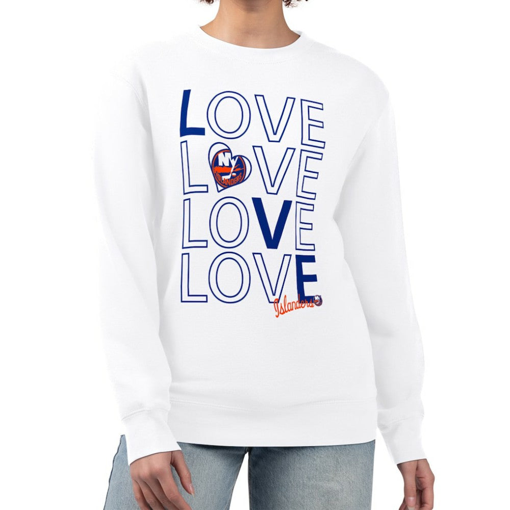 New York Islanders G-III 4Her by Carl Banks Women's Lots Of Love Team Logo Graphic Pullover Sweatshirt - White - NHL 201411501