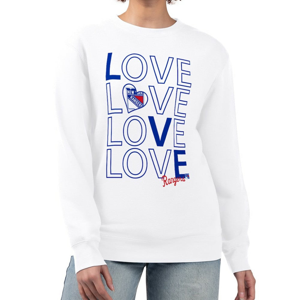 New York Rangers G-III 4Her by Carl Banks Women's Lots Of Love Team Logo Graphic Pullover Sweatshirt - White - NHL 201411502