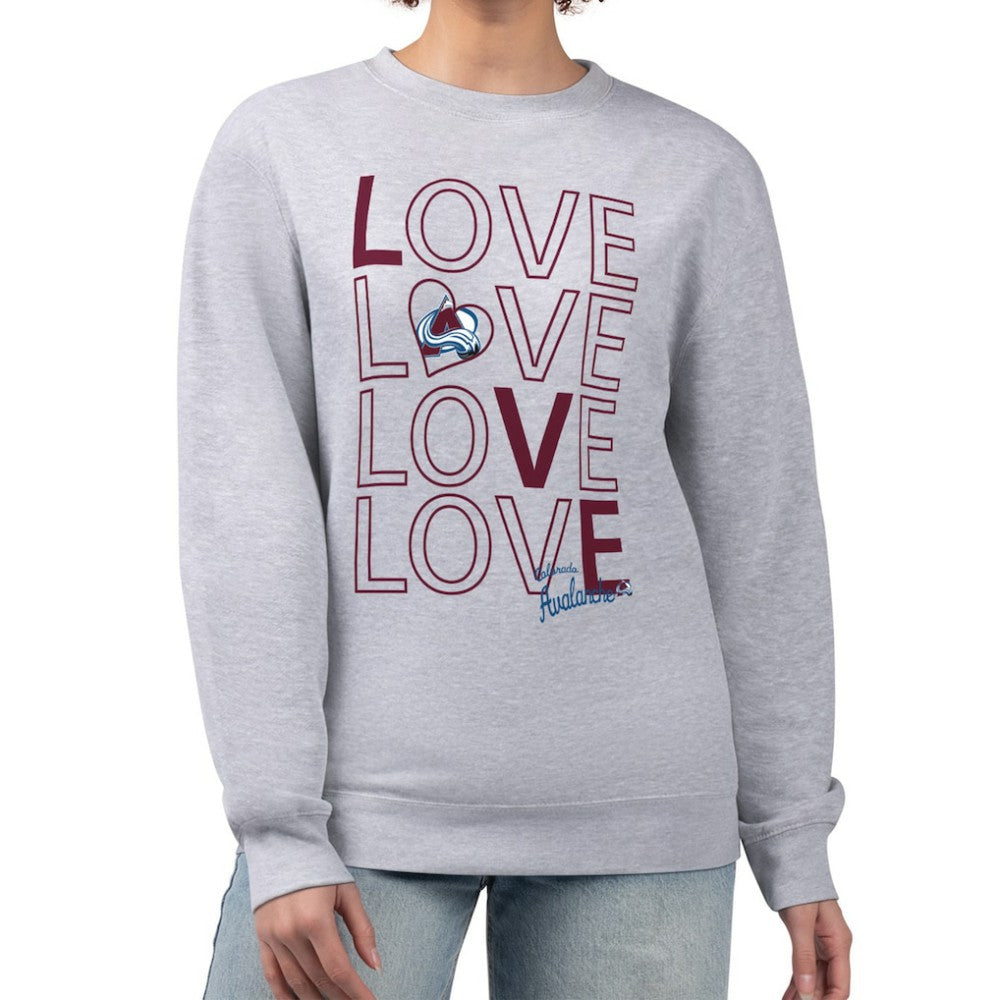 Colorado Avalanche G-III 4Her by Carl Banks Women's Lots Of Love Team Logo Graphic Pullover Sweatshirt - Heather Gray - NHL 201411523
