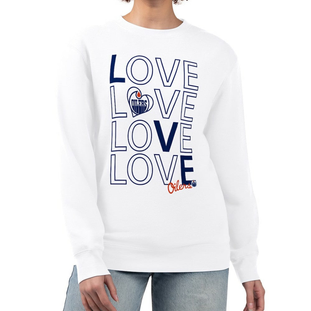 Edmonton Oilers G-III 4Her by Carl Banks Women's Lots Of Love Team Logo Graphic Pullover Sweatshirt - White - NHL 201411531