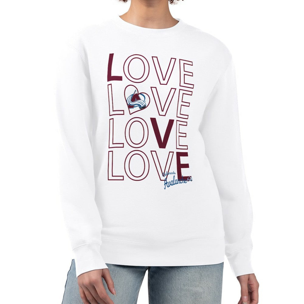 Colorado Avalanche G-III 4Her by Carl Banks Women's Lots Of Love Team Logo Graphic Pullover Sweatshirt - White - NHL 201411540