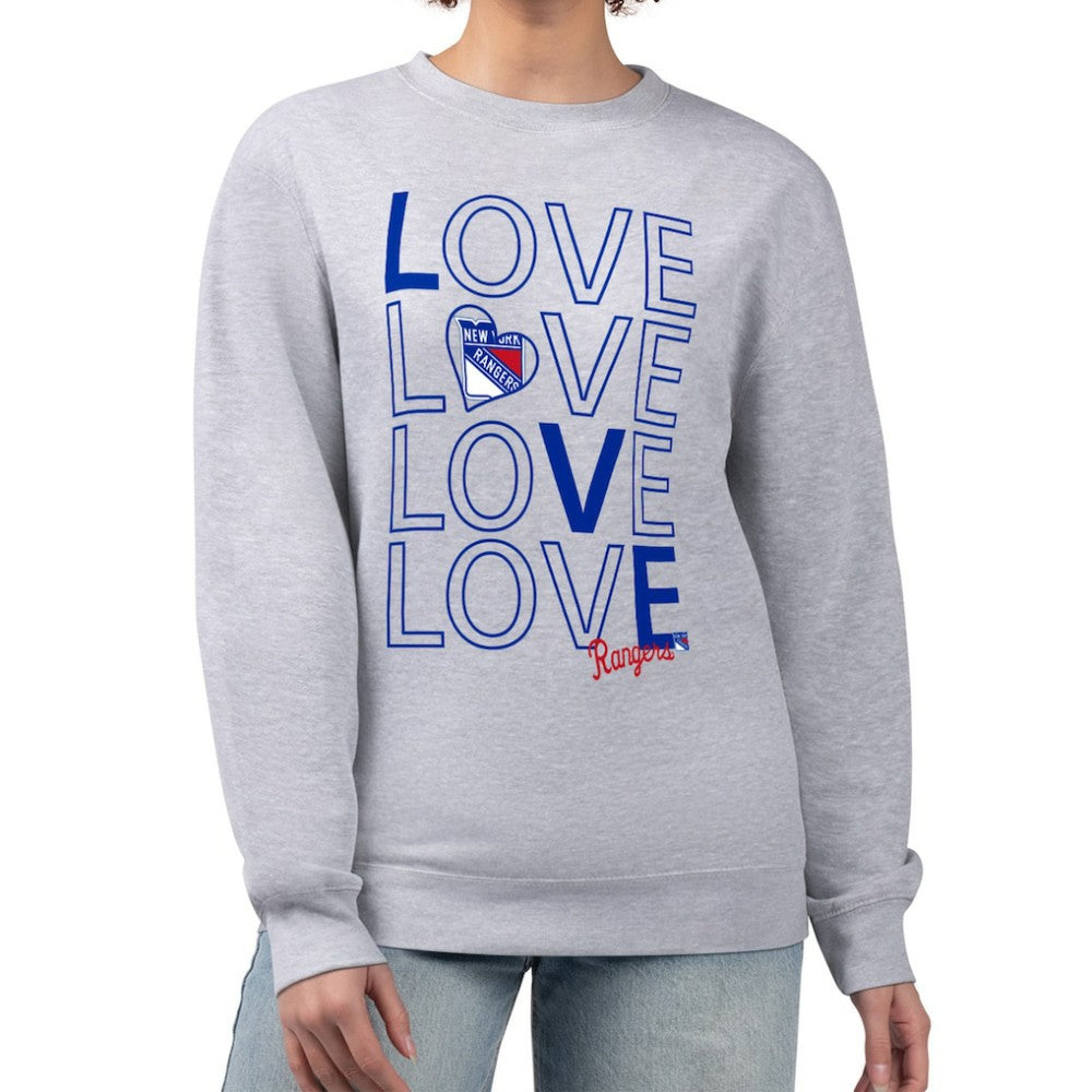 New York Rangers G-III 4Her by Carl Banks Women's Lots Of Love Team Logo Graphic Pullover Sweatshirt - Heather Gray - NHL 201411543