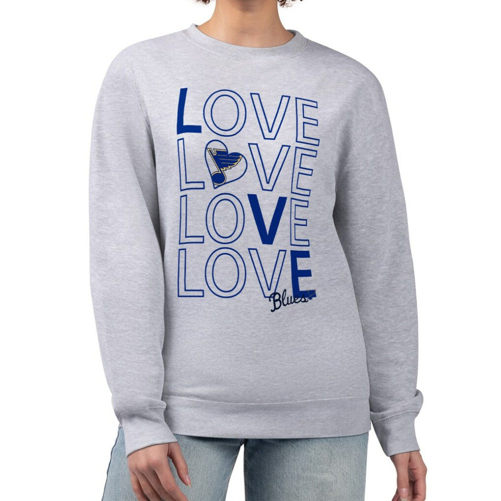 St. Louis Blues G-III 4Her by Carl Banks Women's Lots Of Love Team Logo Graphic Pullover Sweatshirt - Heather Gray - NHL 201411550