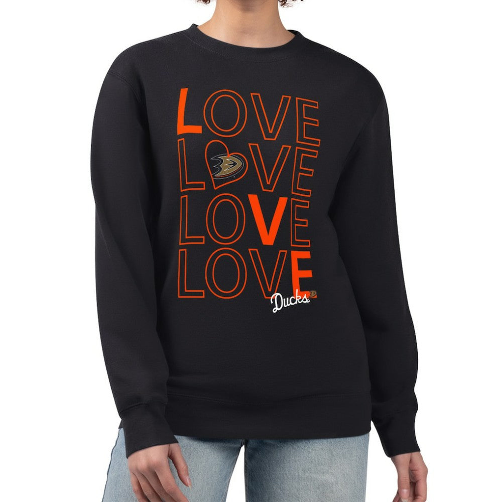 Anaheim Ducks G-III 4Her by Carl Banks Women's Lots Of Love Team Logo Graphic Pullover Sweatshirt - Black - NHL 201411572
