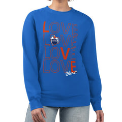 Edmonton Oilers G-III 4Her by Carl Banks Women's Lots Of Love Team Logo Graphic Pullover Sweatshirt - Royal - NHL 201411585