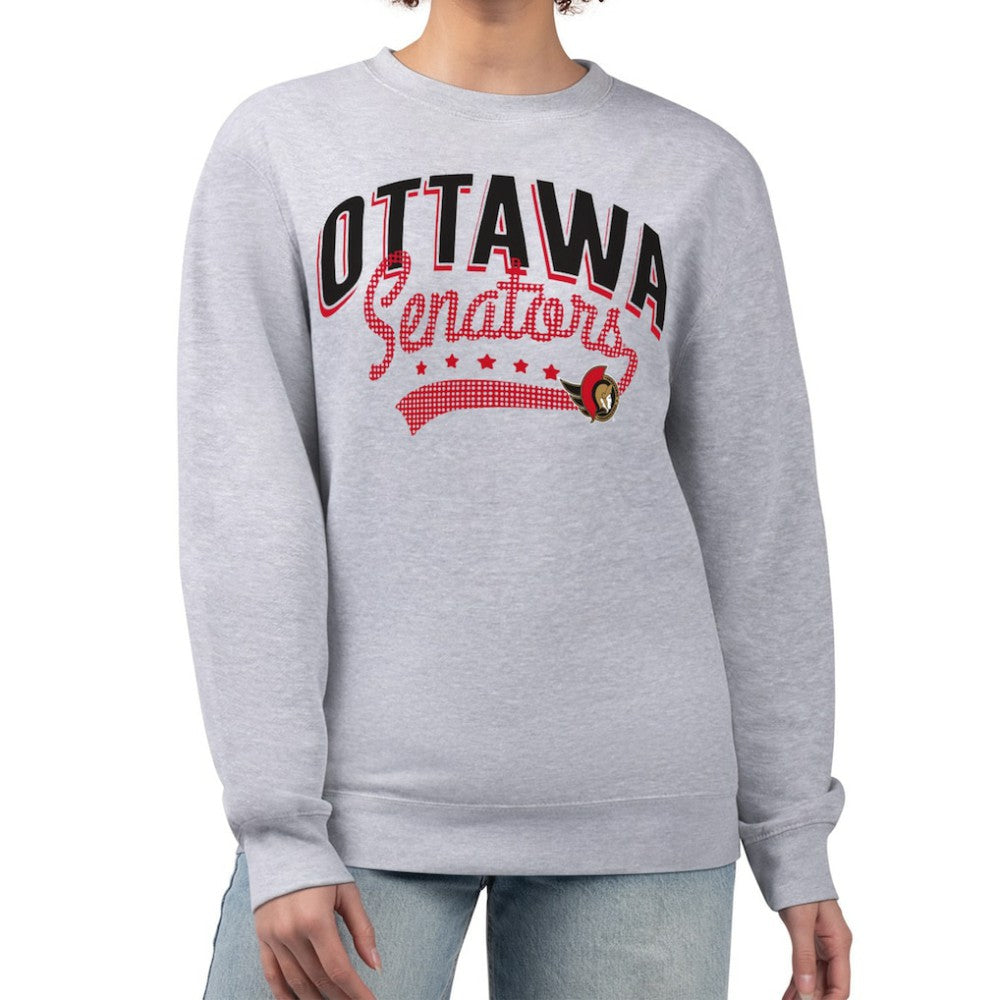 Ottawa Senators G-III 4Her by Carl Banks Women's Filigree Team Graphic Fleece Pullover Sweatshirt - Heather Gray - NHL 201411594