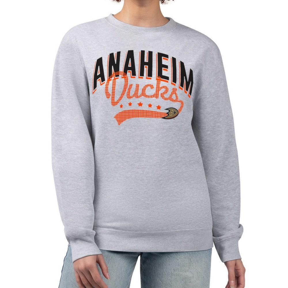 Anaheim Ducks G-III 4Her by Carl Banks Women's Filigree Team Graphic Fleece Pullover Sweatshirt - Heather Gray - NHL 201411599
