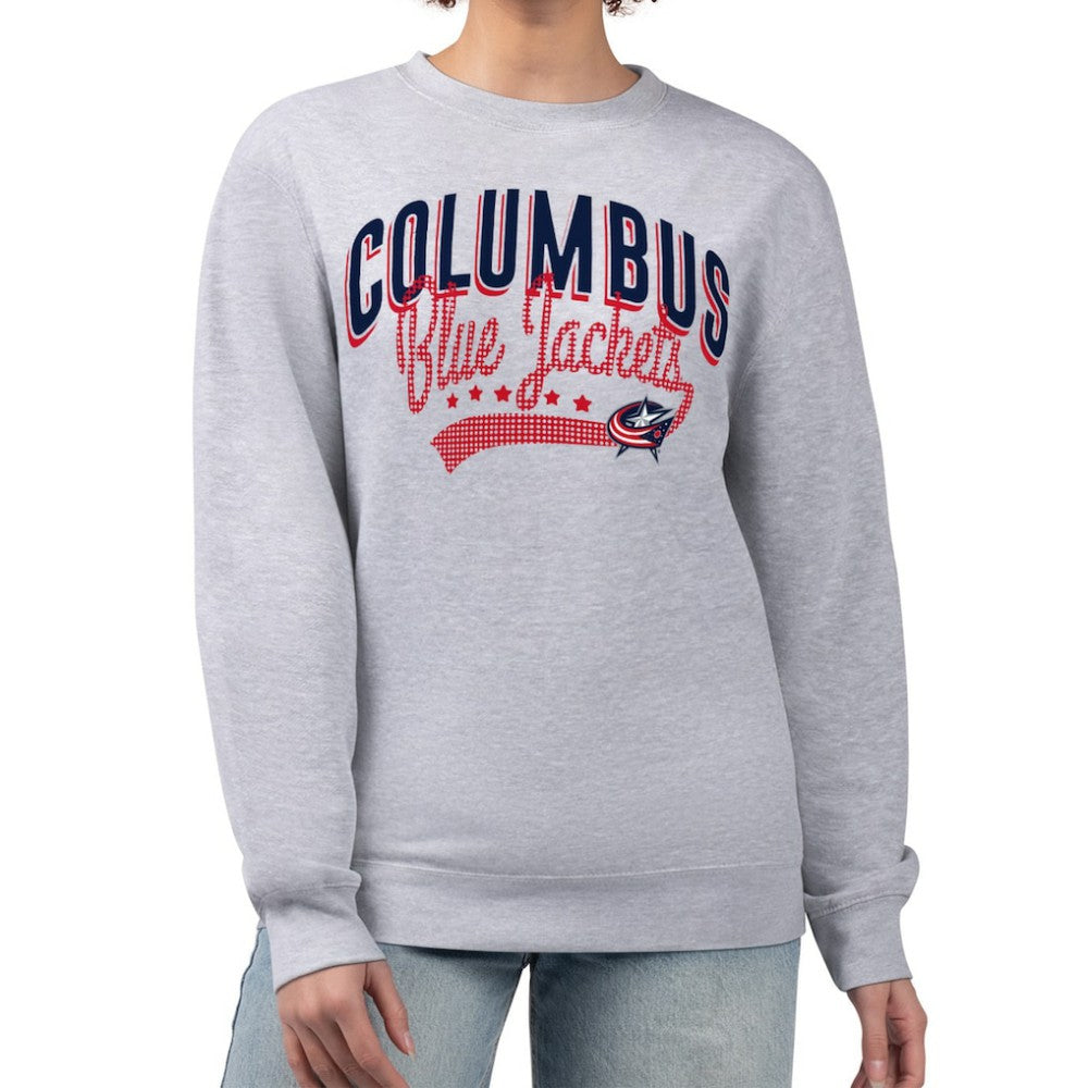 Columbus Blue Jackets G-III 4Her by Carl Banks Women's Filigree Team Graphic Fleece Pullover Sweatshirt - Heather Gray - NHL 201411606