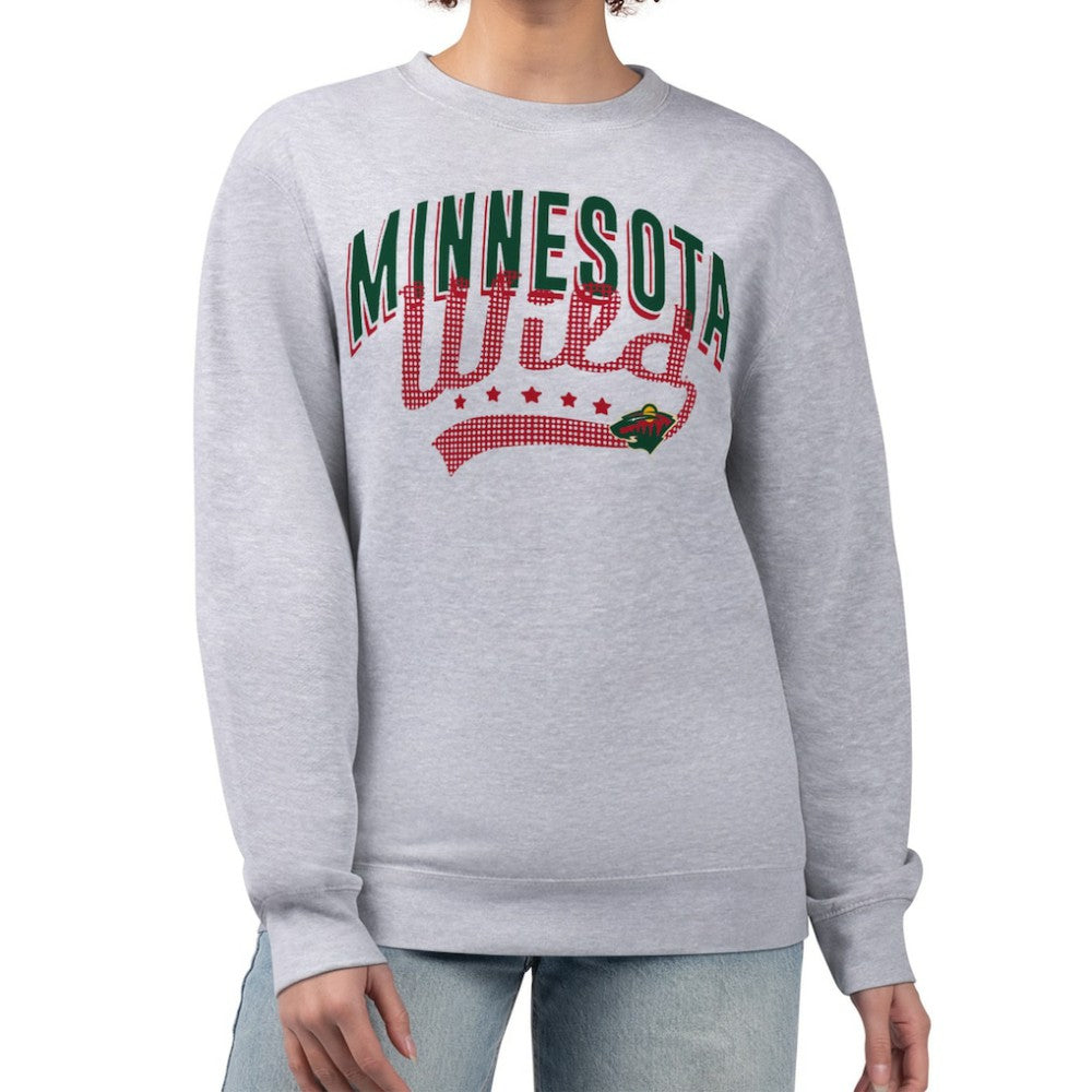 Minnesota Wild G-III 4Her by Carl Banks Women's Filigree Team Graphic Fleece Pullover Sweatshirt - Heather Gray - NHL 201411621