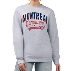 Montreal Canadiens G-III 4Her by Carl Banks Women's Filigree Team Graphic Fleece Pullover Sweatshirt - Heather Gray - NHL 201411622