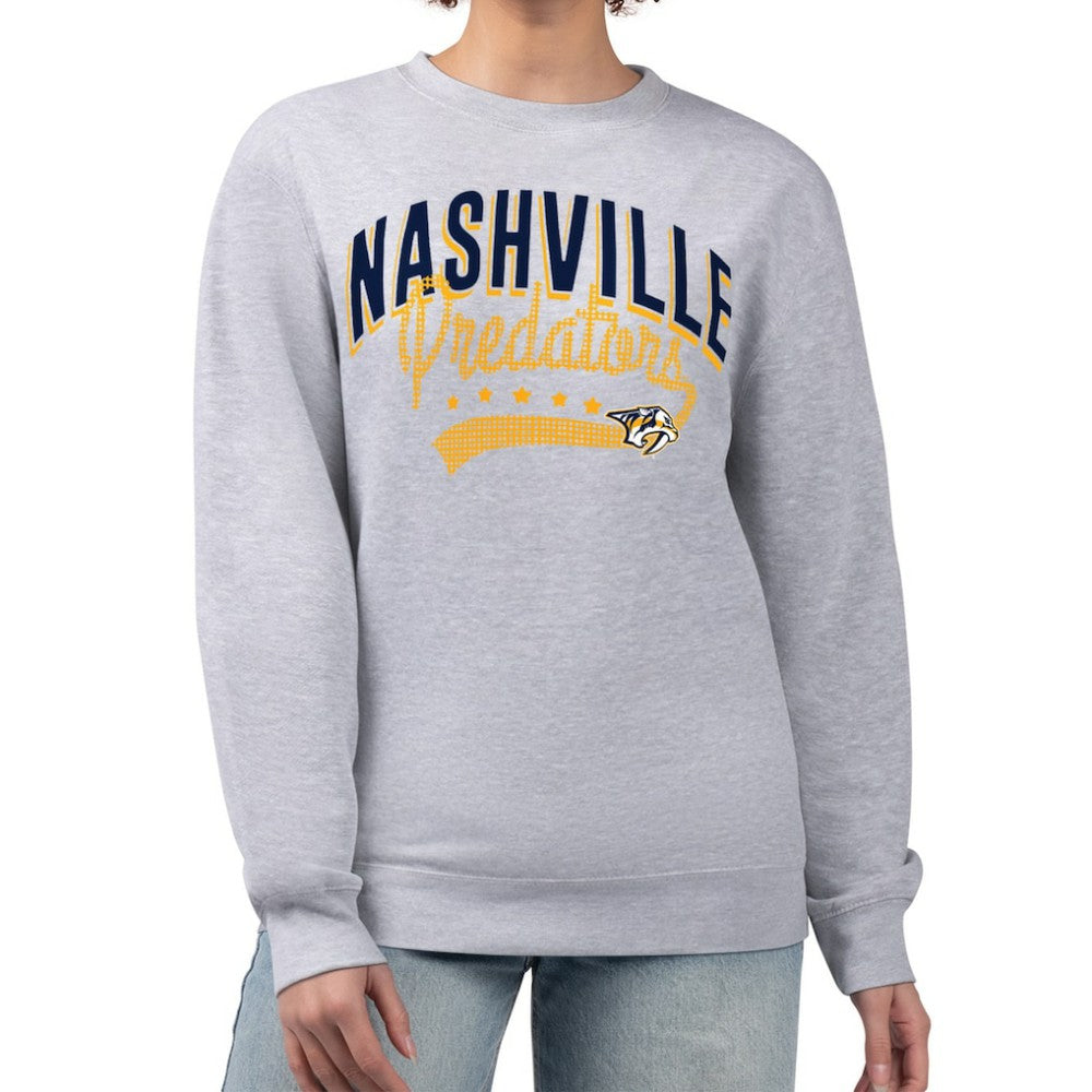 Nashville Predators G-III 4Her by Carl Banks Women's Filigree Team Graphic Fleece Pullover Sweatshirt - Heather Gray - NHL 201411623