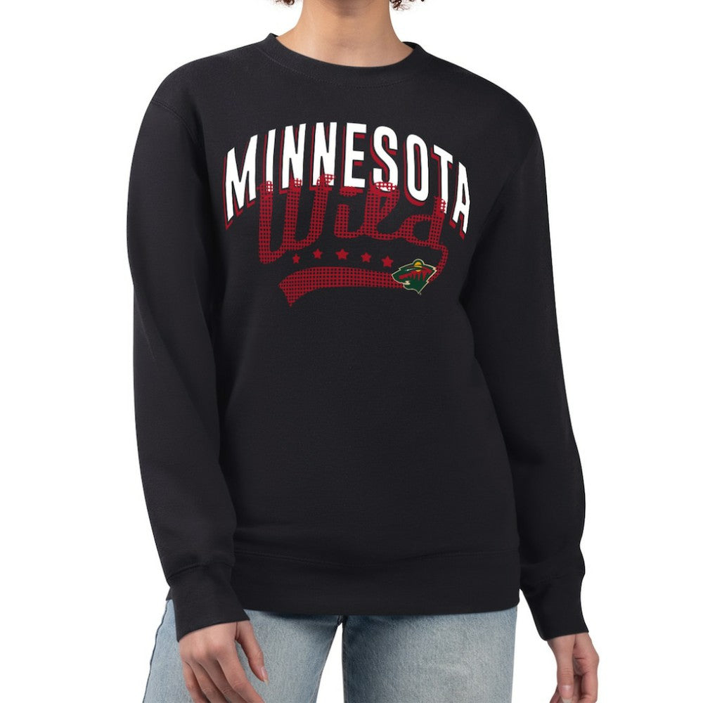 Minnesota Wild G-III 4Her by Carl Banks Women's Filigree Team Graphic Fleece Pullover Sweatshirt - Black - NHL 201411624