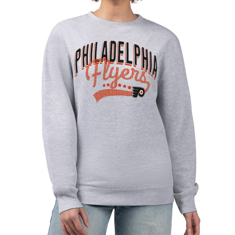 Philadelphia Flyers G-III 4Her by Carl Banks Women's Filigree Team Graphic Fleece Pullover Sweatshirt - Heather Gray - NHL 201411625