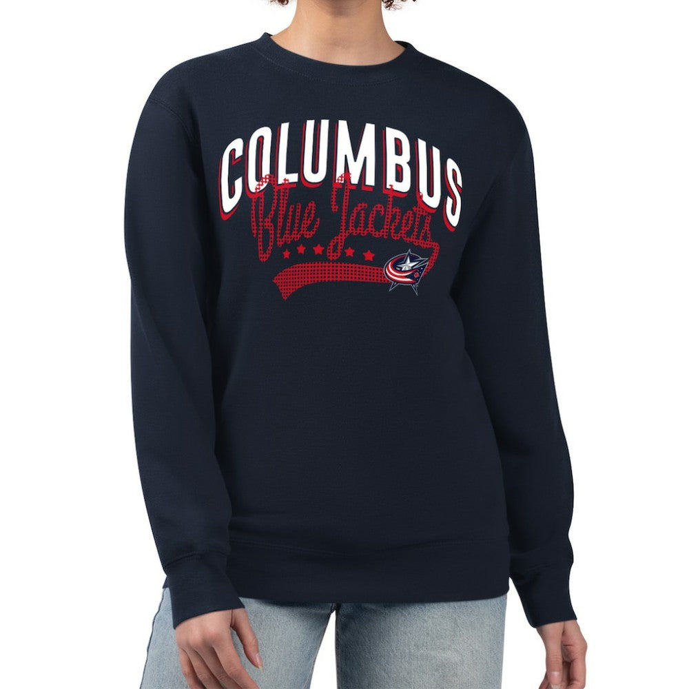 Columbus Blue Jackets G-III 4Her by Carl Banks Women's Filigree Team Graphic Fleece Pullover Sweatshirt - Navy - NHL 201411626