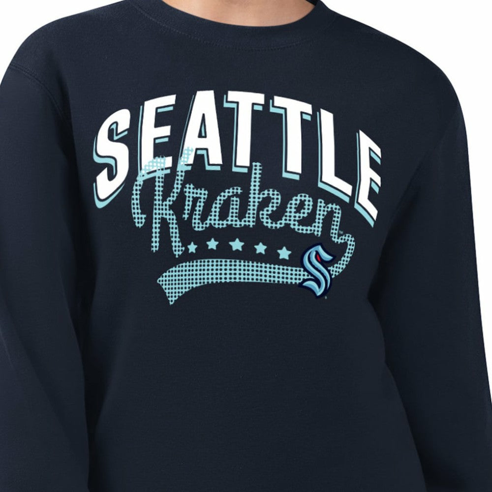 Seattle Kraken G-III 4Her by Carl Banks Women's Filigree Team Graphic Fleece Pullover Sweatshirt - Deep Sea Blue - NHL 201411632