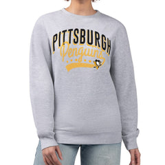 Pittsburgh Penguins G-III 4Her by Carl Banks Women's Filigree Team Graphic Fleece Pullover Sweatshirt - Heather Gray - NHL 201411638