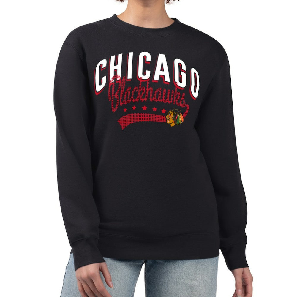 Chicago Blackhawks G-III 4Her by Carl Banks Women's Filigree Team Graphic Fleece Pullover Sweatshirt - Black - NHL 201411650