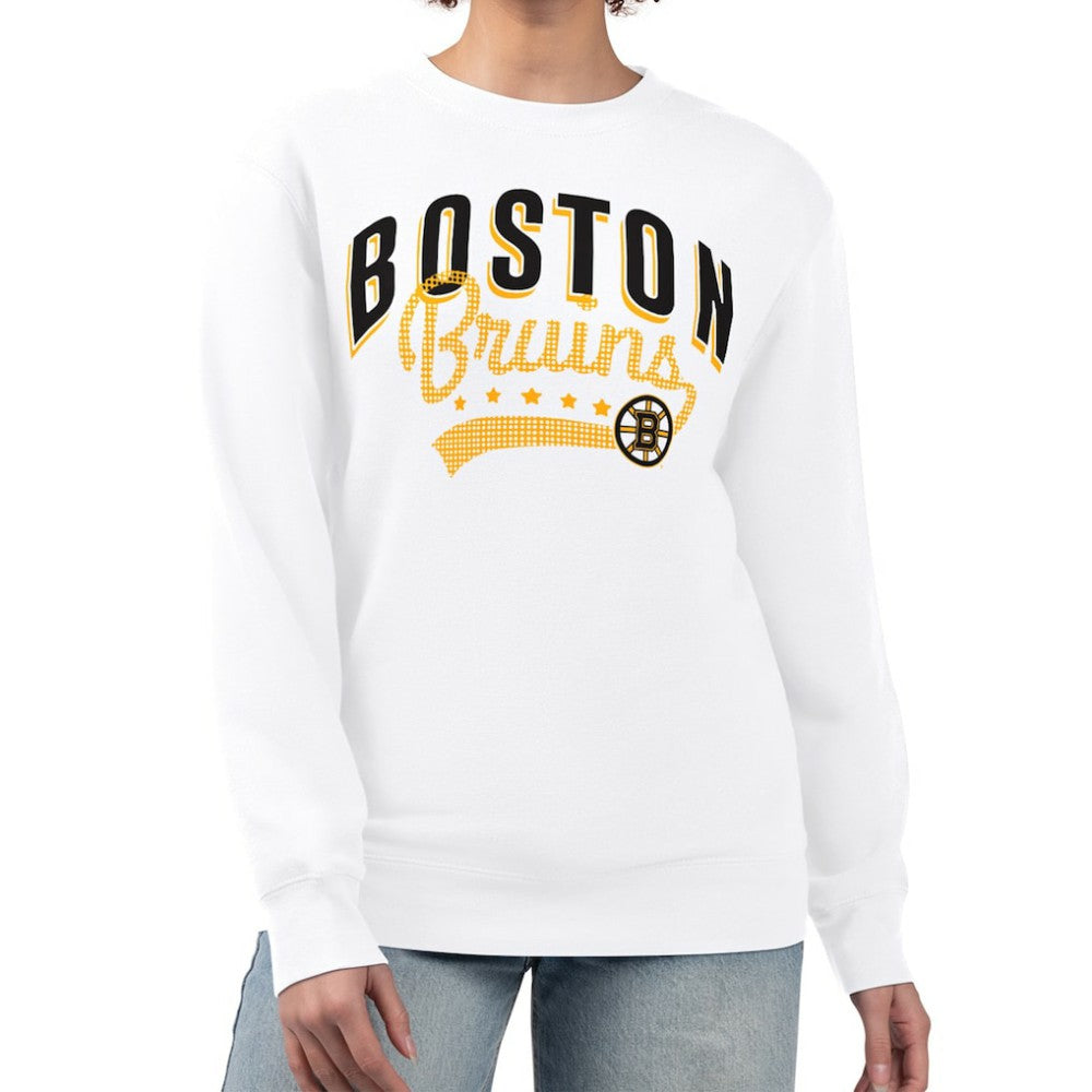 Boston Bruins G-III 4Her by Carl Banks Women's Filigree Team Graphic Fleece Pullover Sweatshirt - White - NHL 201411663