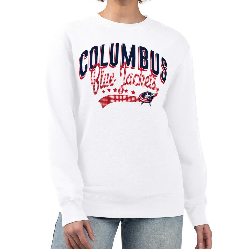 Columbus Blue Jackets G-III 4Her by Carl Banks Women's Filigree Team Graphic Fleece Pullover Sweatshirt - White - NHL 201411671