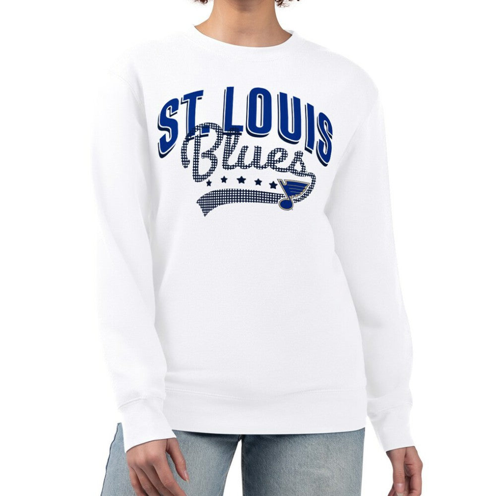 St. Louis Blues G-III 4Her by Carl Banks Women's Filigree Team Graphic Fleece Pullover Sweatshirt - White - NHL 201411686