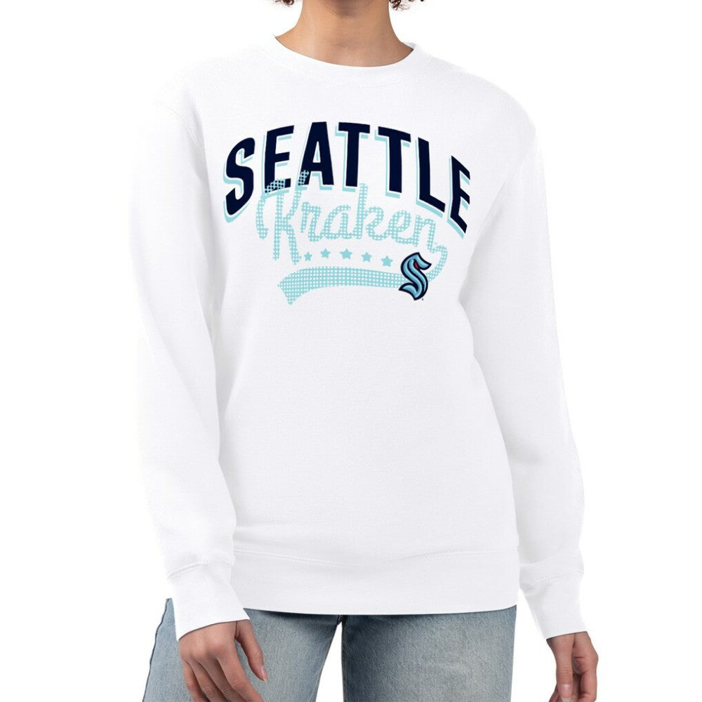 Seattle Kraken G-III 4Her by Carl Banks Women's Filigree Team Graphic Fleece Pullover Sweatshirt - White - NHL 201411688